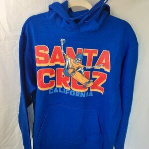 New Large Santa Cruz California Epic Skeleton Skater Blue Pullover Hoodie
